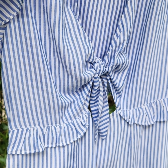 LULU'S, Women's Summer, Vacation, Seaport Light Blue and White Striped Dress - Picture 6 of 7